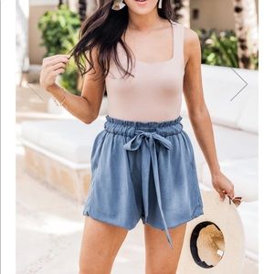 NEW Pink Lily High Waisted Paperbag Shorts